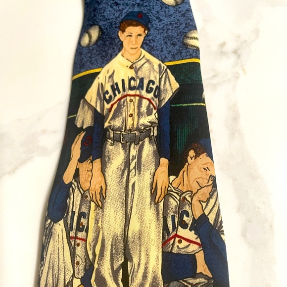 Chicago Norman Rockwell Silk Baseball Tie - Picture 2 of 3